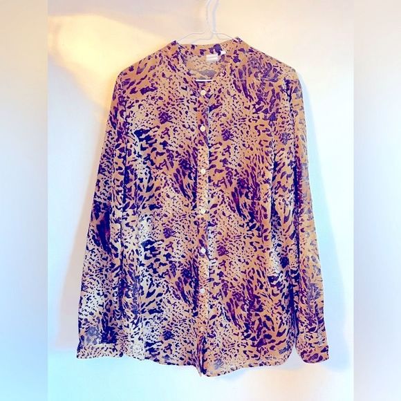4/$20 $5 Bundle Item! Jones New York Textured Animal Print Blouse Sz Med Lrg - Picture 4 of 4